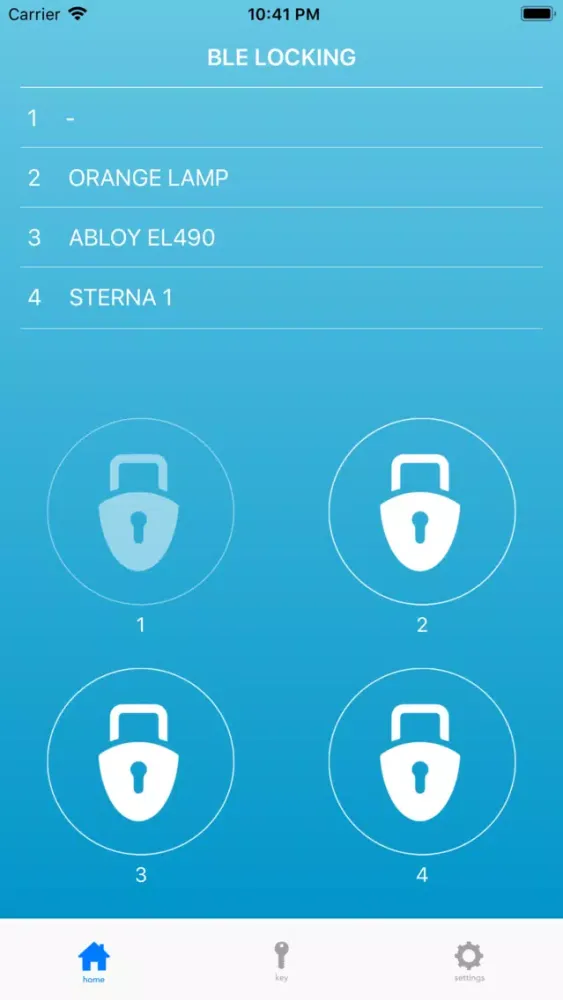 Capturas de tela do BLE LOCKING