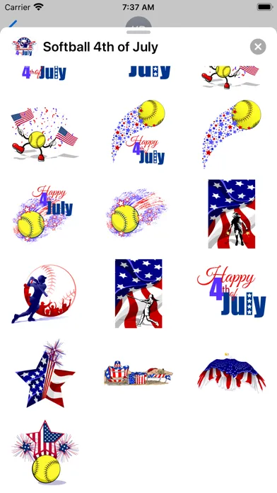 Capturas de pantalla de Softball 4th of July Stickers