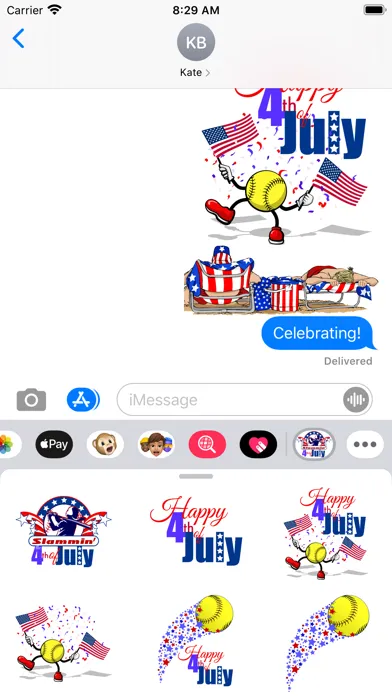 Capturas de pantalla de Softball 4th of July Stickers