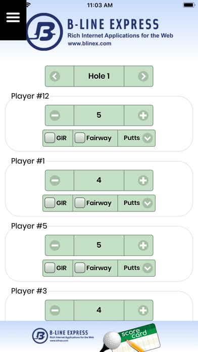 B-line Score Card Ekran Görüntüleri