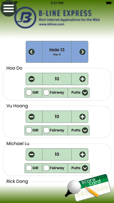MAVGA Score Card Screenshots