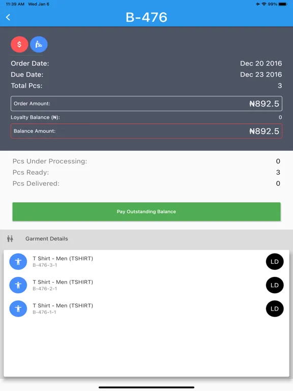 Blink Drycleaners iPad  स्क्रीनशॉट
