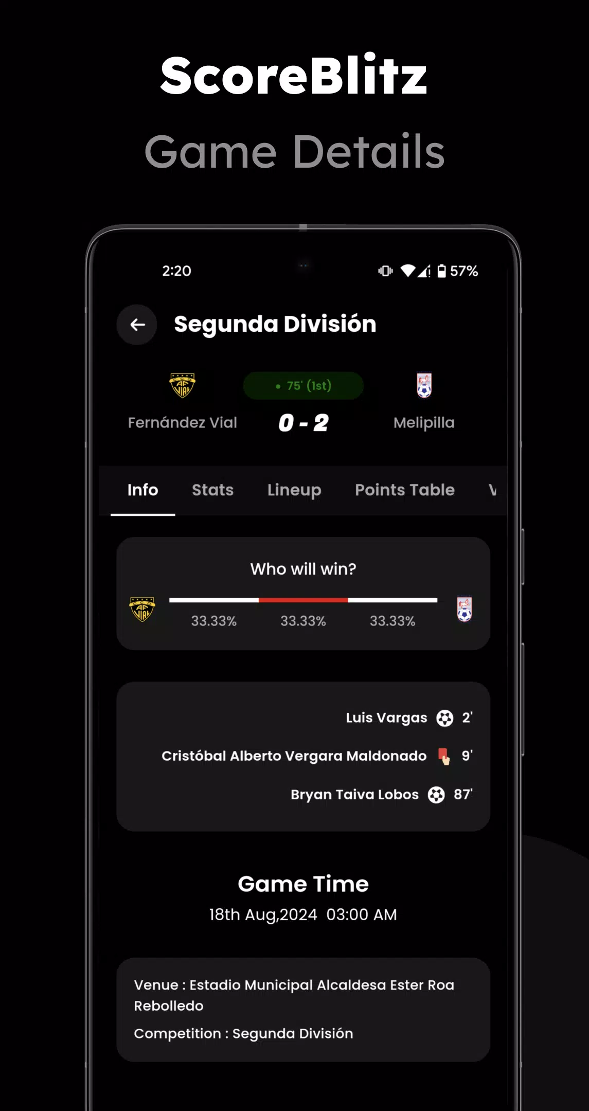 Live Football - Match Score Screenshots