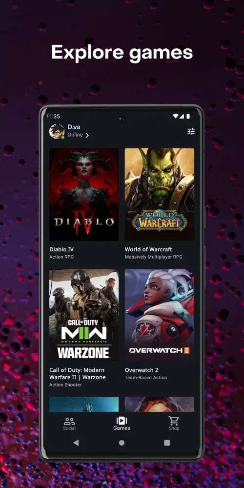 Captures d'écran de Battle.net