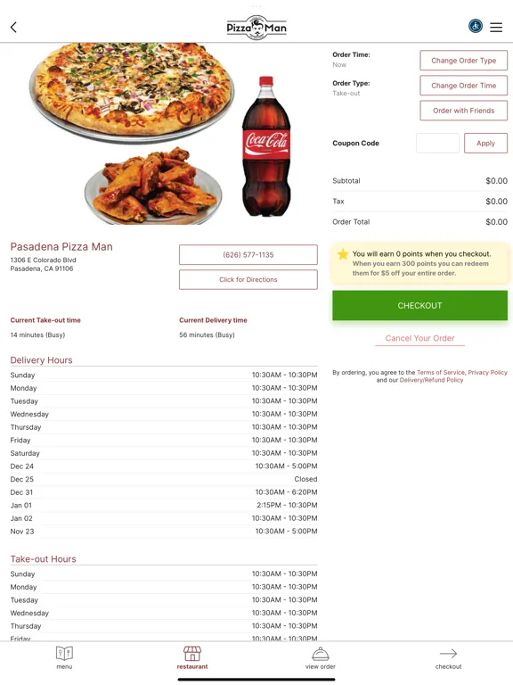 Pizza Man Pasadena iPad  سکرین شاٹس