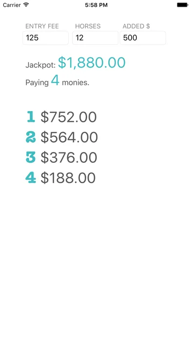 Captures d'écran de NCHA Cutting Payout Calculator