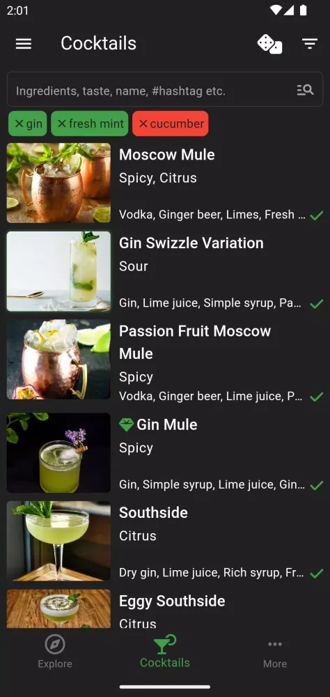 Tangkapan layar Cocktail Hobbyist - Recipes