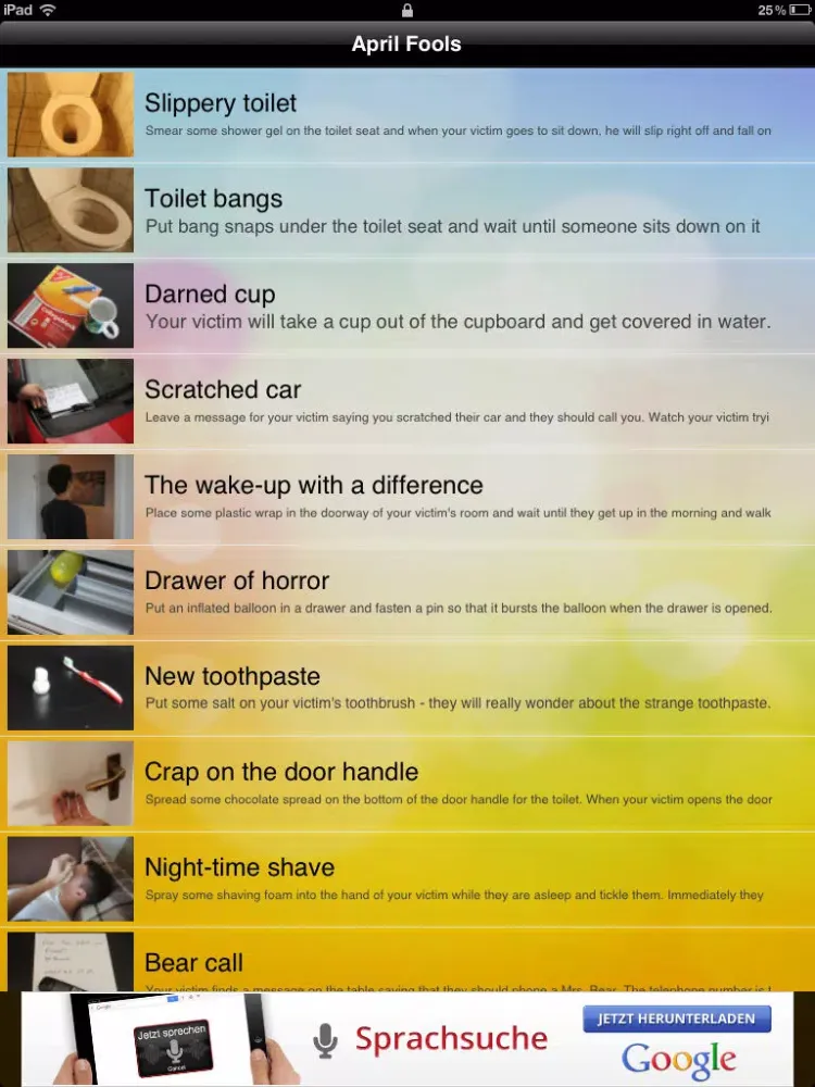 Capturas de tela do April Fools Free iPad 