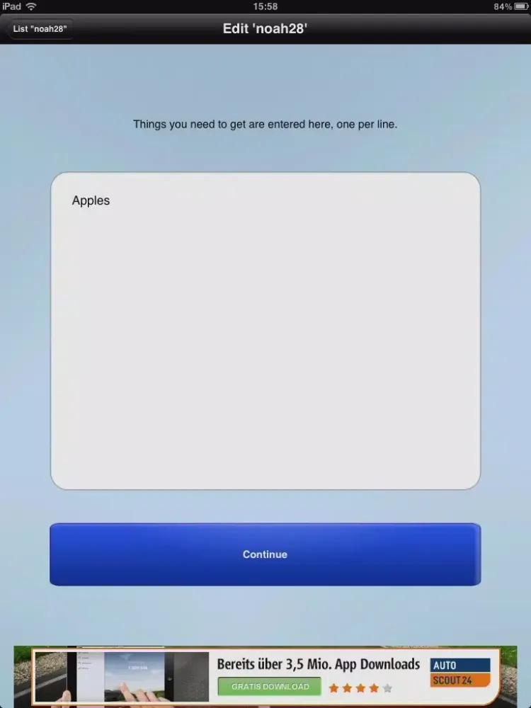 Tangkapan skrin Shared Shopping List iPad 