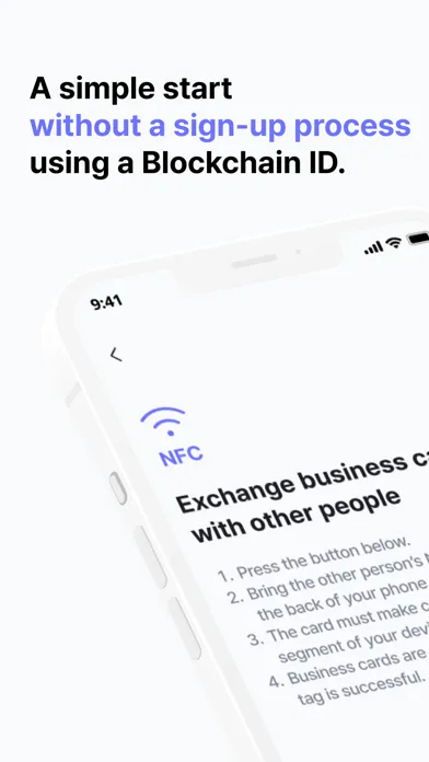 Blockchain Business Card Screenshots