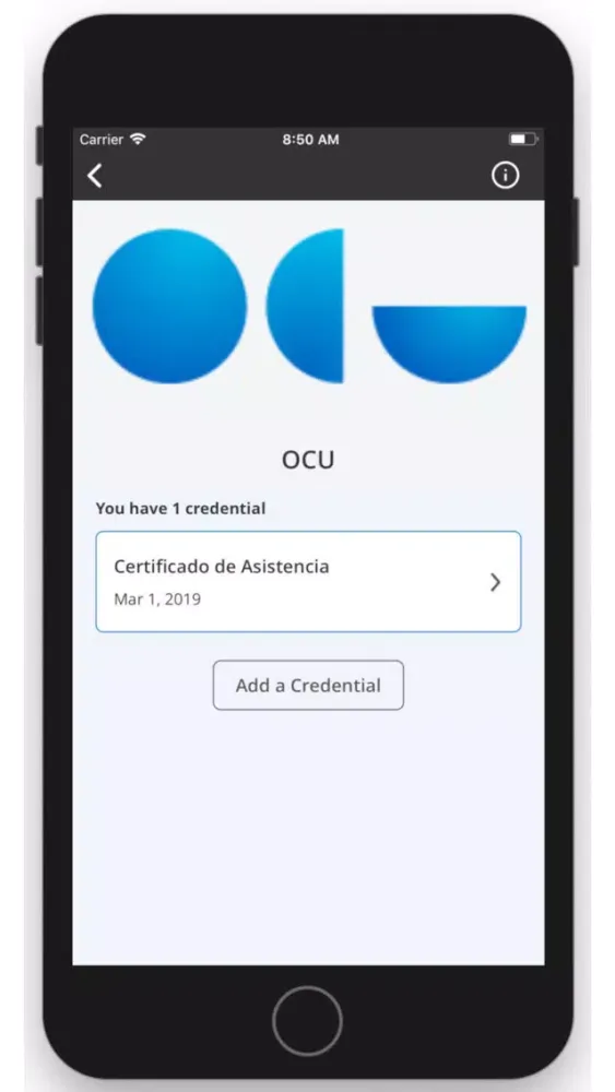 OCU Certificate Wallet スクリーンショット