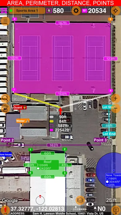 ภาพหน้าจอของ Planimeter 55. Measure on map.