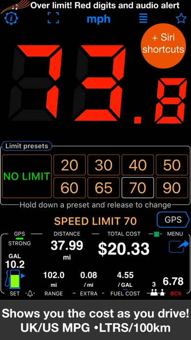 Captures d'écran de Speedometer 55 Pro. GPS kit.