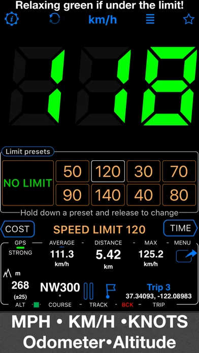 Captures d'écran de Speedometer 55 Pro. GPS kit.