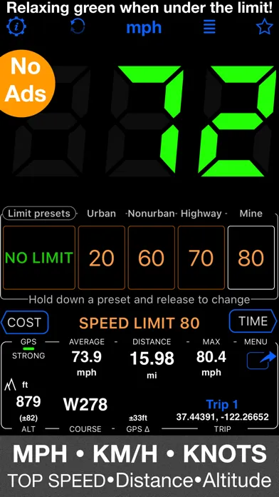 ภาพหน้าจอของ Speedometer 55 GPS Speed & HUD