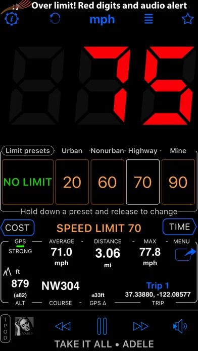 ภาพหน้าจอของ Speedometer 55 GPS Speed & HUD