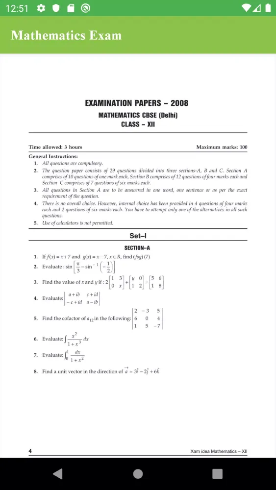 Mathematics Exam Screenshots