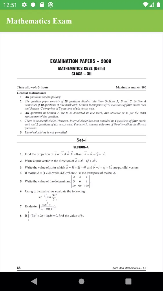 Mathematics Exam Screenshots