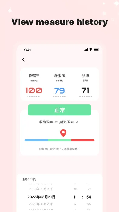 ภาพหน้าจอของ Blood Pressure APP-pulse track