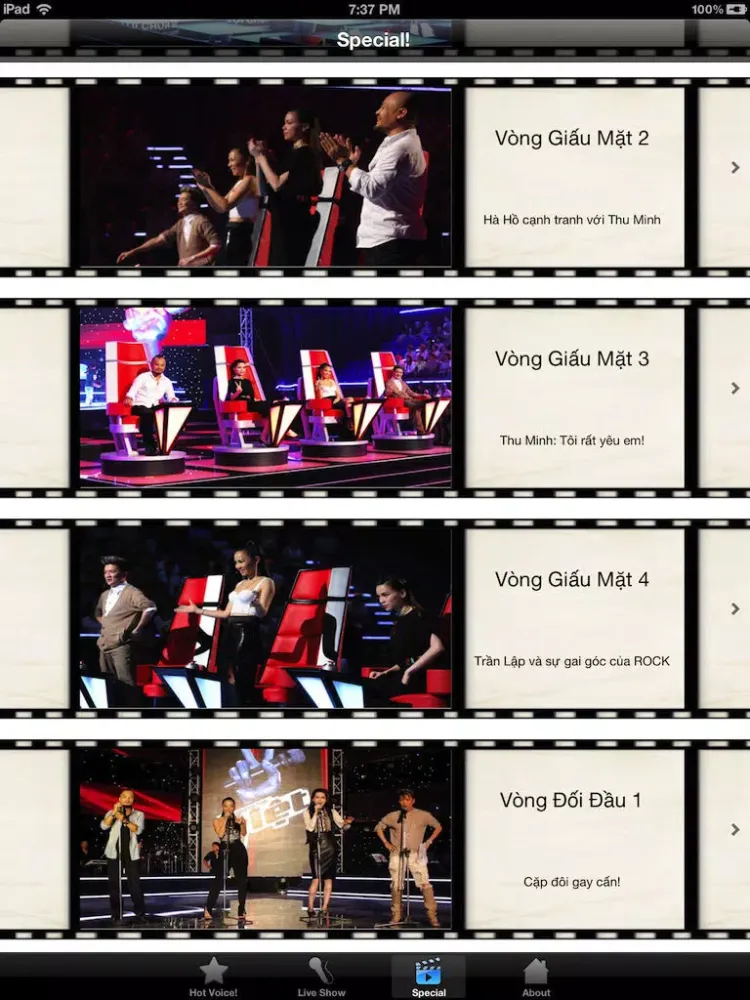 Скриншоты The Voice Vietnam - Giọng Hát Việt 2012 iPad 