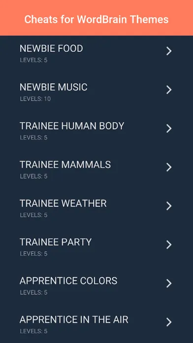 Zrzuty ekranu Cheats for WordBrain Themes - Answers & Hints
