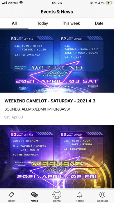 CAMELOT club ticket booking应用截图