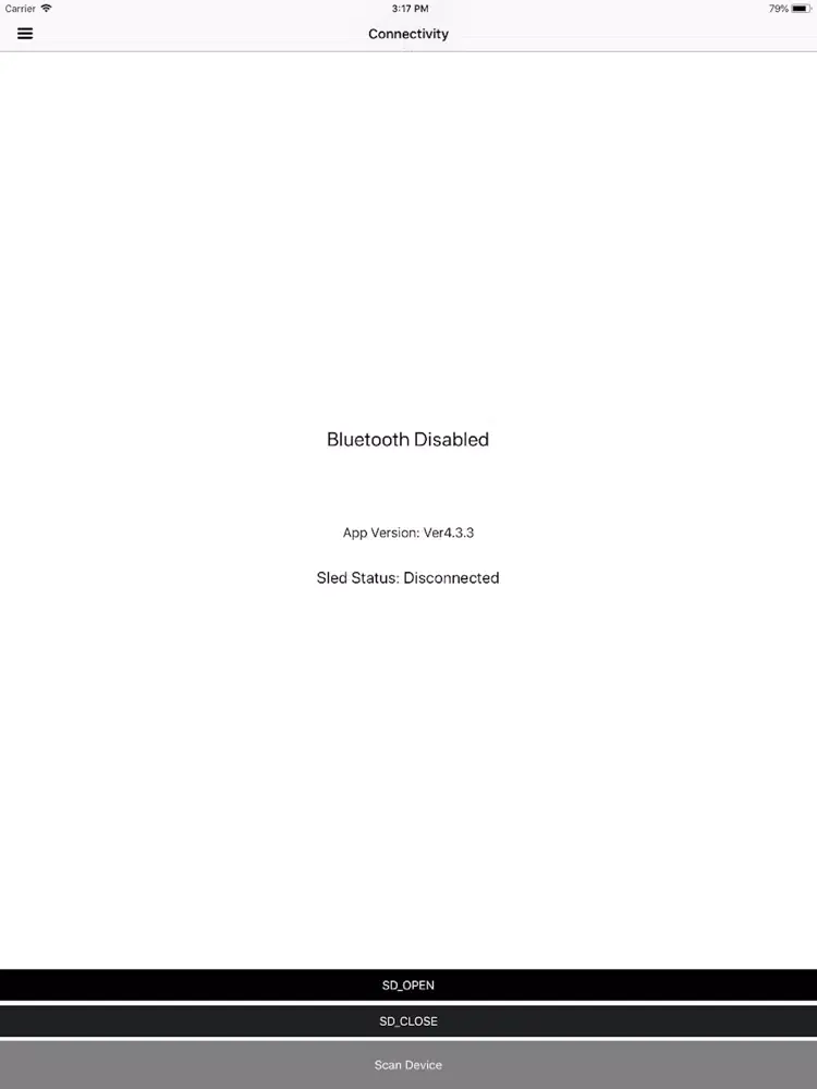 Tangkapan skrin Bluebird RFR 900 SDK App iPad 