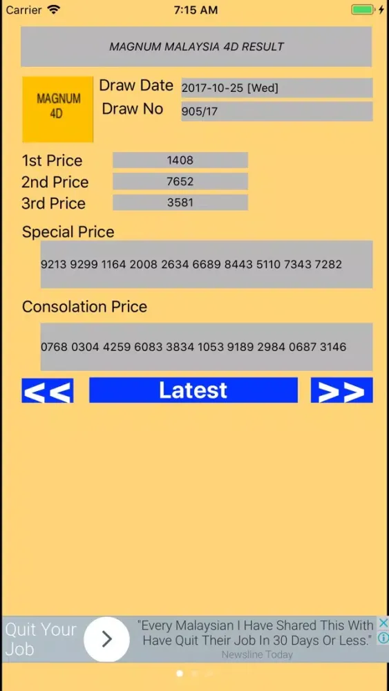 Malaysia 4D Result Screenshots