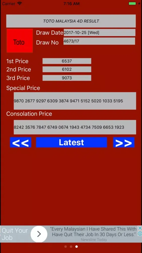 Malaysia 4D Result Screenshots