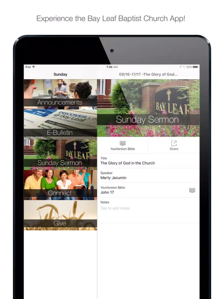 Скриншоты Bay Leaf Baptist Church iPad 