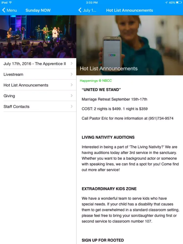 Screenshot di New Beginnings Community Church iPad 