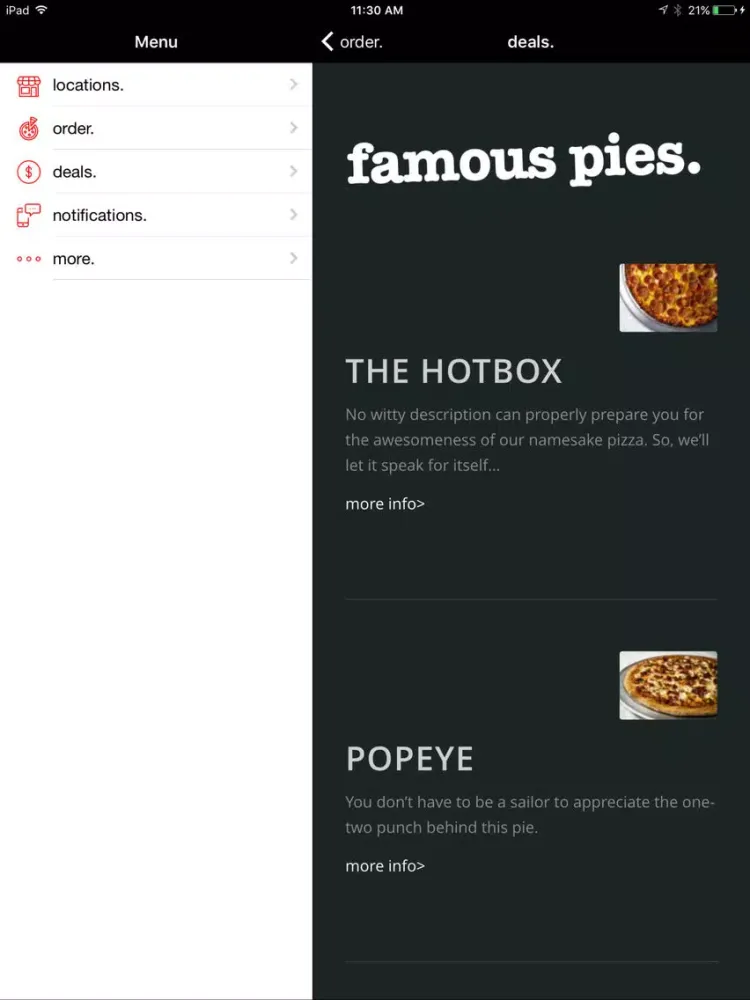 Captures d'écran de HotBox Pizza App iPad 