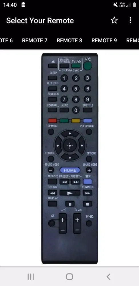 Sony Soundbar Remote Screenshots