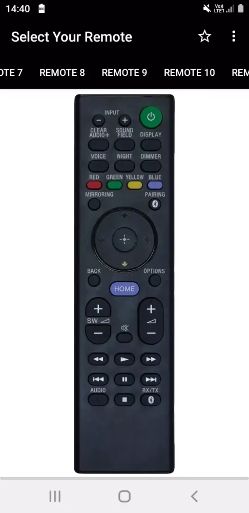 Sony Soundbar Remote Screenshots