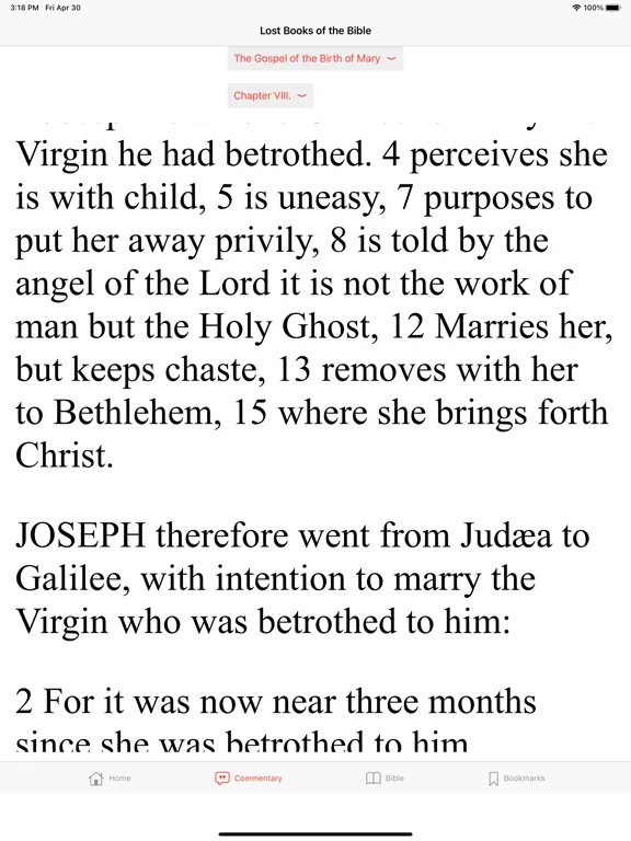 Ảnh chụp màn hình của The Lost Books of the Bible iPad 