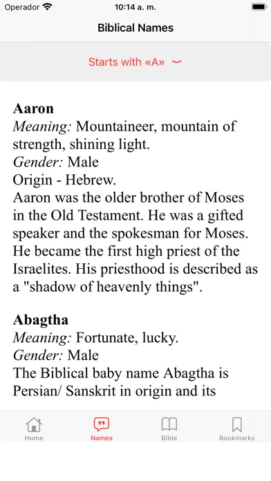 Captures d'écran de Biblical Names with Meaning