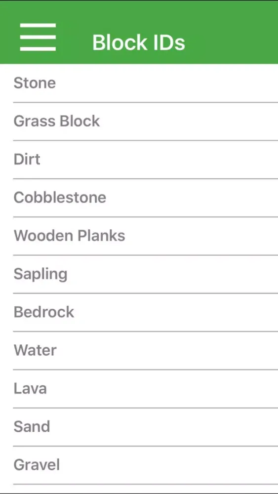 Скриншоты Item and Block IDs For Minecraft Pocket Edition
