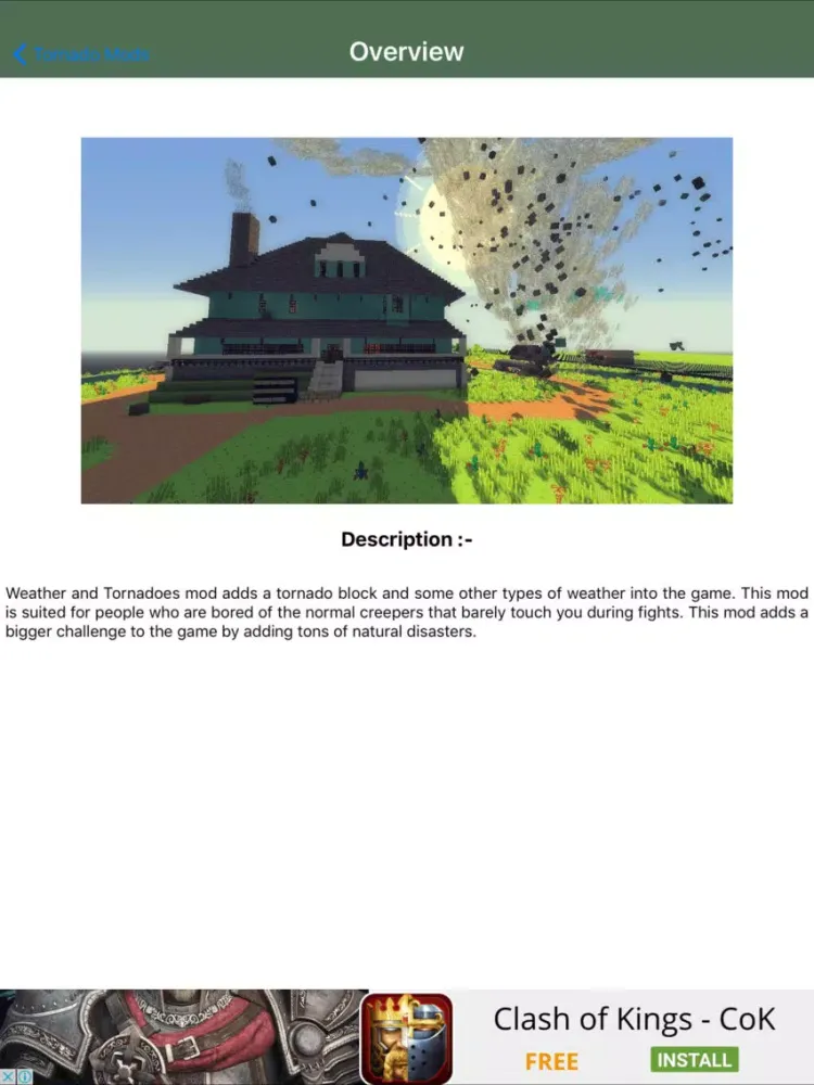 TORNADO MOD - Tornado Mod For Minecraft Game PC Pocket Guide Edition iPad  Screenshots