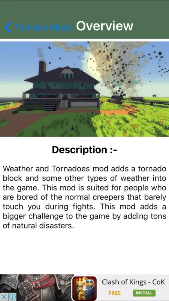 TORNADO MOD - Tornado Mod For Minecraft Game PC Pocket Guide Edition Screenshots