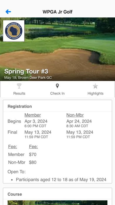 Wisconsin PGA Junior स्क्रीनशॉट