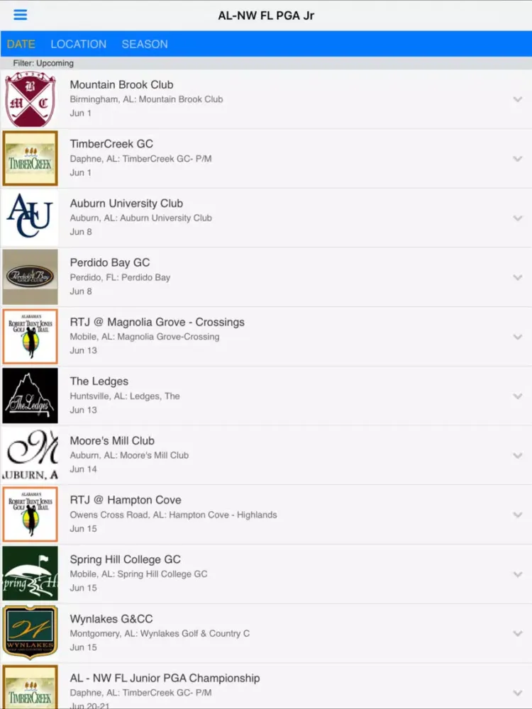Alabama - NW Florida PGA Jr iPad  Screenshots
