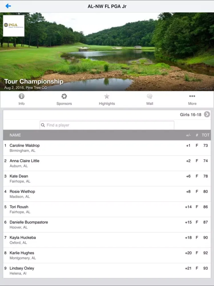 Alabama - NW Florida PGA Jr iPad  Screenshots