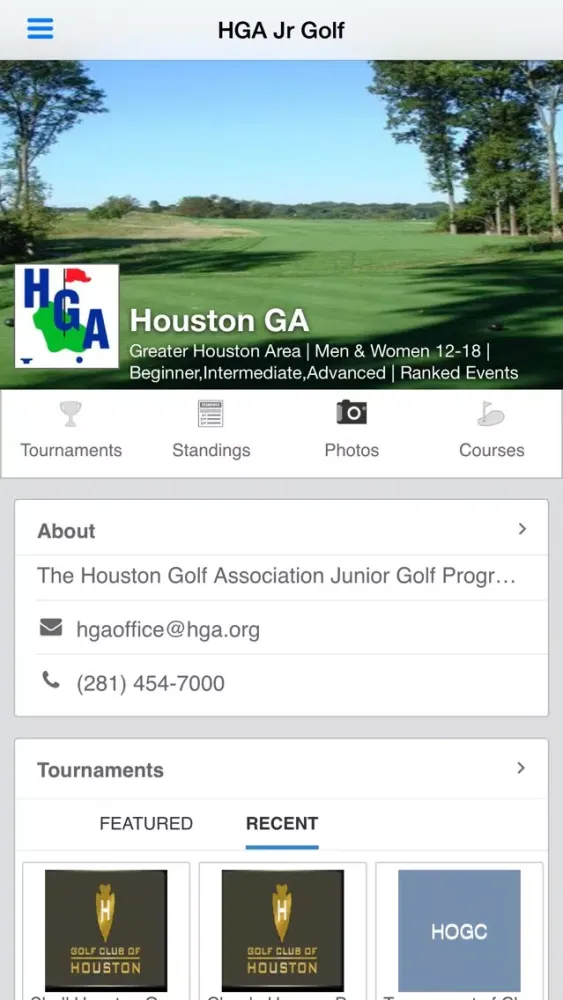 Screenshot di Houston Golf Assoc Jr Golf