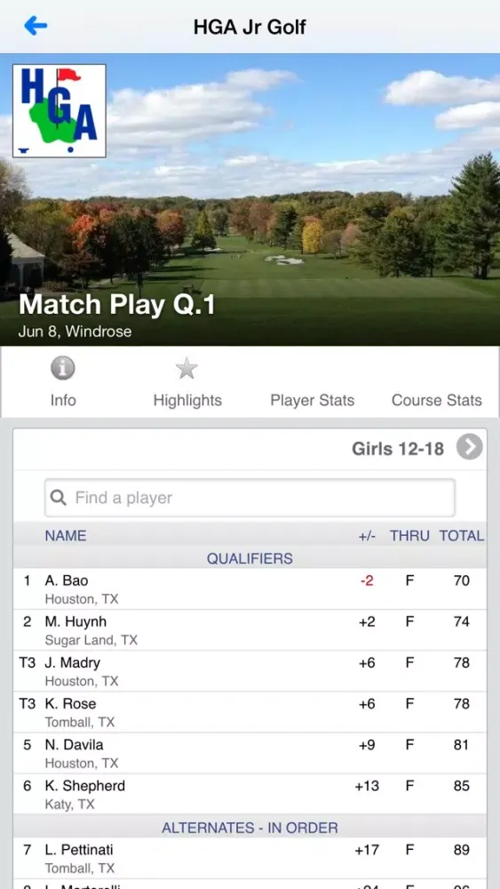Screenshot di Houston Golf Assoc Jr Golf
