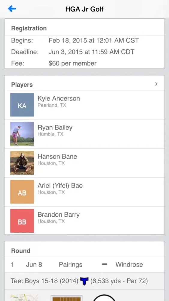 Screenshot di Houston Golf Assoc Jr Golf