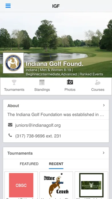 Captures d'écran de Indiana Golf Foundation