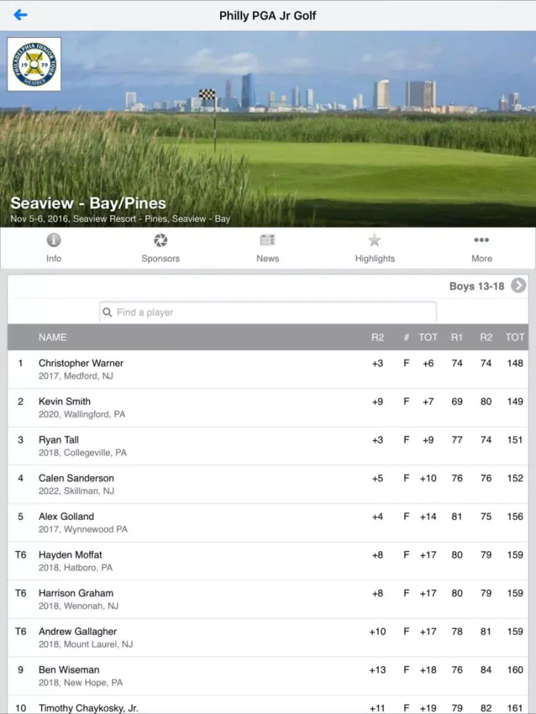 Philadelphia PGA Junior Tour iPad  Screenshots