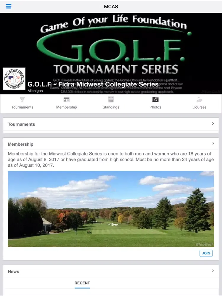Zrzuty ekranu Midwest Collegiate Amateur Series - G.O.L.F. iPad 