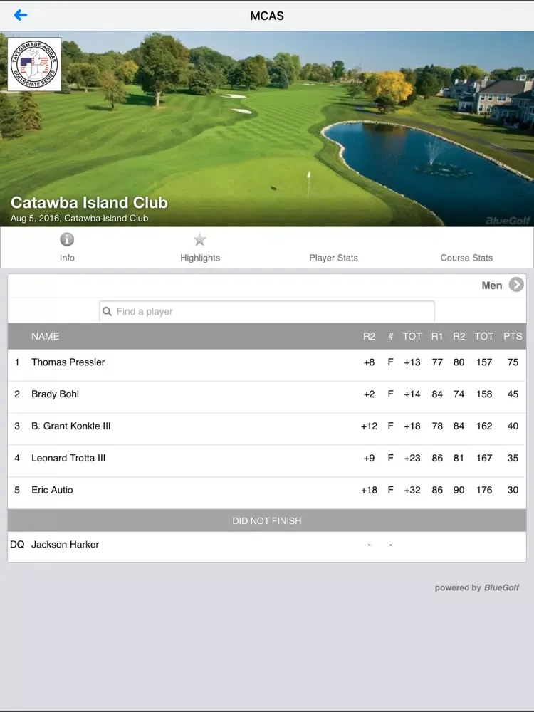 Zrzuty ekranu Midwest Collegiate Amateur Series - G.O.L.F. iPad 