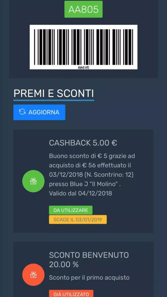 Zrzuty ekranu BlueJ VIP CARD
